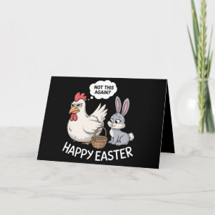 Happy Easter Bunny Rabbit Chicken Not This Again Letterpress Thank You Card