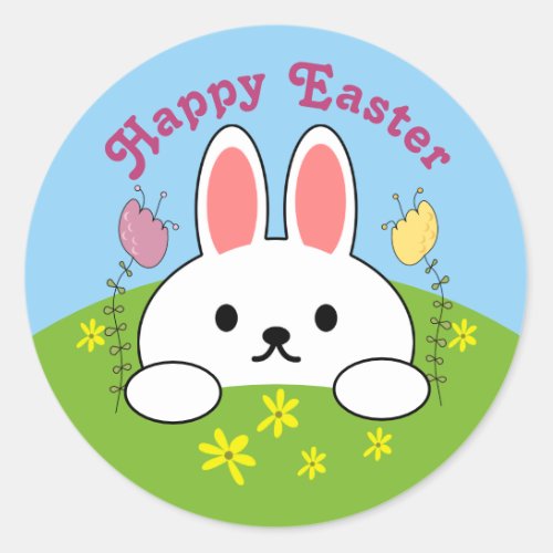 Happy Easter Bunny Rabbit Classic Round Sticker