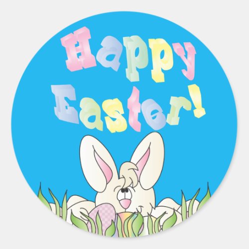 Happy Easter Bunny Rabbit Classic Round Sticker