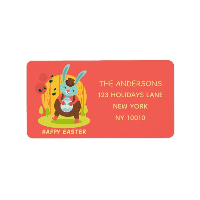 Happy Easter Bunny Rabbit Dancing Custom Label (Front)