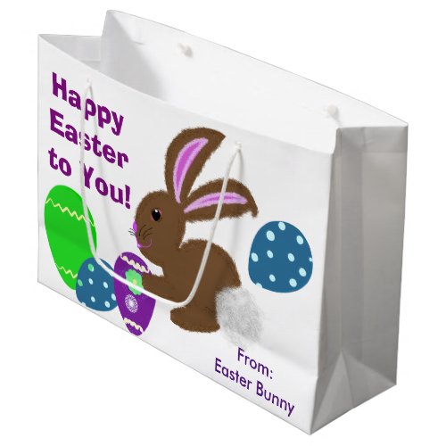 Happy Easter Bunny Rabbit Decorated Eggs Large Gift Bag