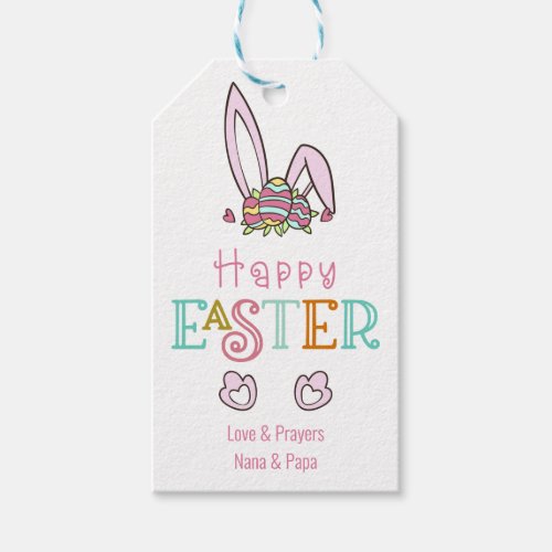 Happy Easter Bunny Rabbit Ears Cute Egg Gift Tags