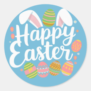 Happy Easter Bunny Rabbit Egg Holiday Classic Round Sticker