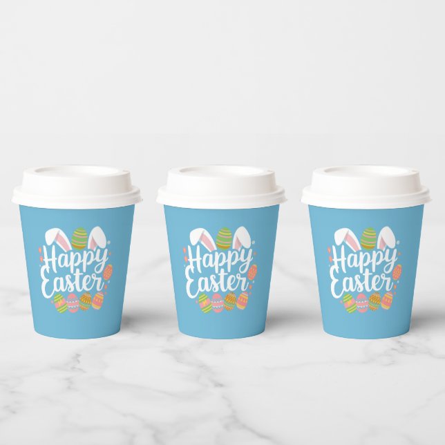 Happy Easter Bunny Rabbit Egg Holiday  Paper Cups (Multi)