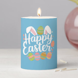 Happy Easter Bunny Rabbit Egg Holiday  Pillar Candle