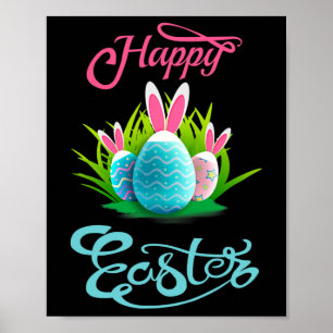 Happy Easter Bunny Rabbit Eggs; Easter Day Women Poster