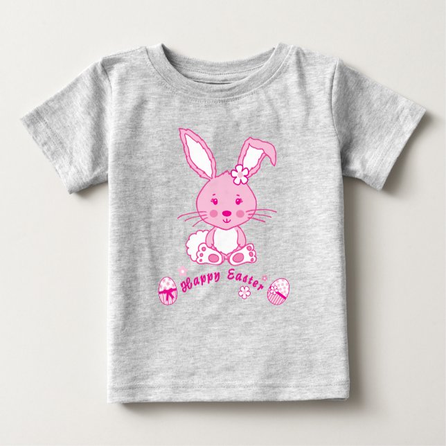 Happy Easter bunny rabbit eggs t-shirt (Front)