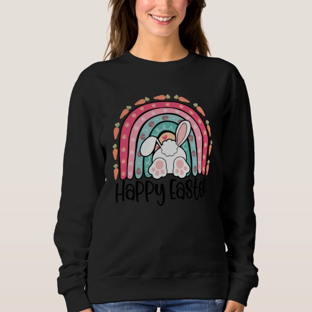 Happy Easter Bunny Rabbit Face  Easter Day Women G Sweatshirt (Front)