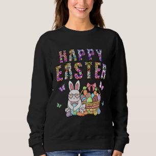 Happy Easter Bunny Rabbit Face  Easter Day Women G Sweatshirt