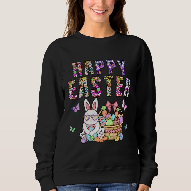 Happy Easter Bunny Rabbit Face  Easter Day Women G Sweatshirt (Front)