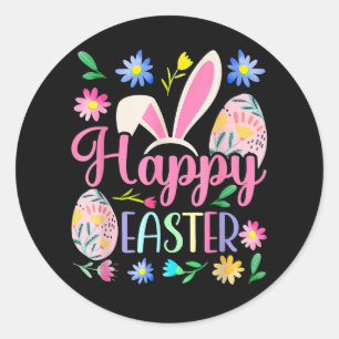Happy Easter Bunny Rabbit Face Funny Classic Round Sticker