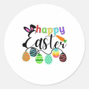 Happy Easter Bunny Rabbit Face Funny Easter Day T  Classic Round Sticker