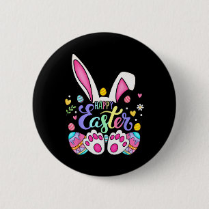 Happy Easter Bunny Rabbit Face Funny Easter Day Wo Button