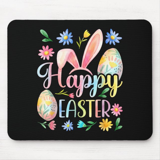 Happy Easter Bunny Rabbit Face Funny Easter Day Wo Mouse Pad (Front)