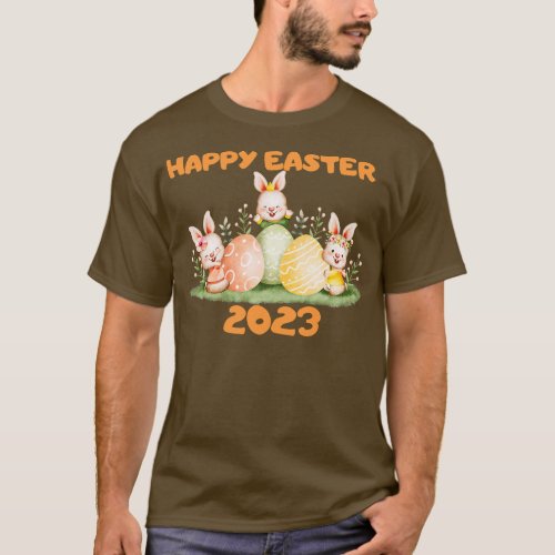 happy easter bunny rabbit face funny easter day wo T_Shirt