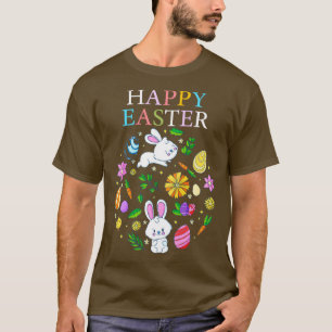 happy easter bunny rabbit face funny easter day wo T-Shirt