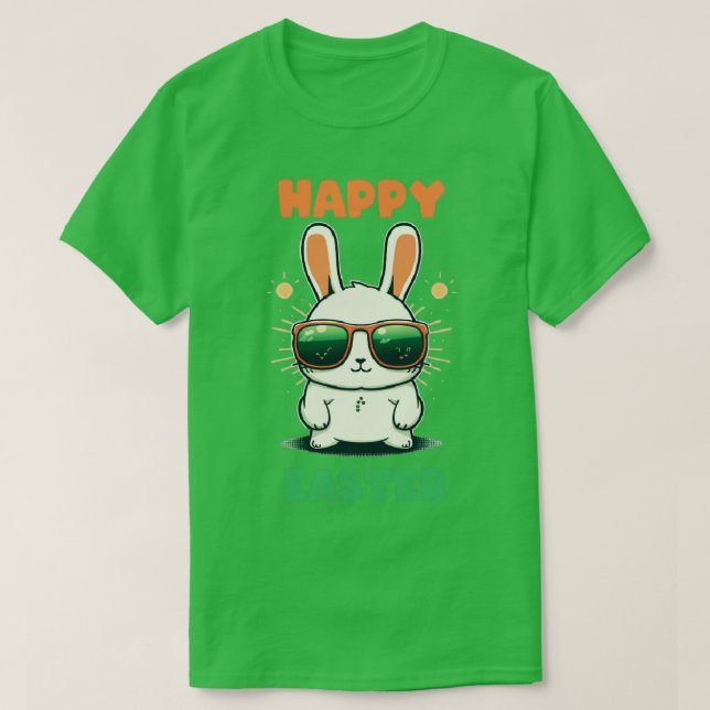 happy easter bunny rabbit face funny easter day wo T-Shirt (Design Front)