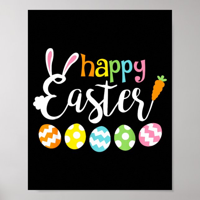 Happy easter bunny rabbit face funny easter dayHap Poster (Front)