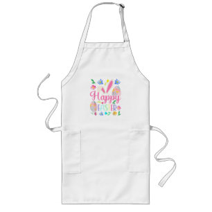 Happy Easter Bunny Rabbit Face Funny Long Apron
