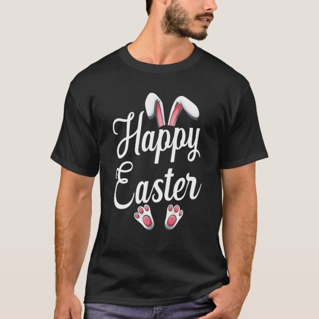 Happy Easter Bunny Rabbit Face T-Shirt (Front)