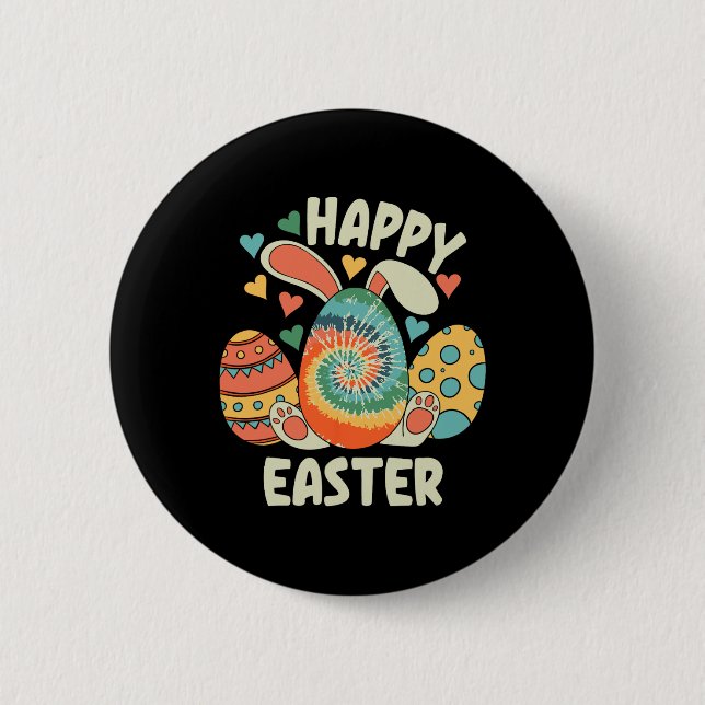 Happy Easter Bunny Rabbit Fun Easter Egg For Women Button (Front)