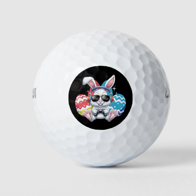 Happy Easter Bunny Rabbit Gaming Gamer Games Golf Balls (Front)