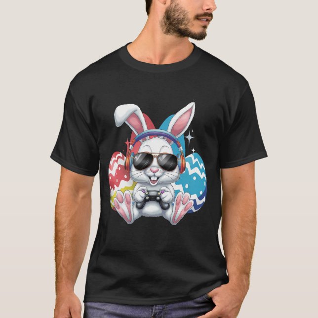 Happy Easter Bunny Rabbit Gaming Gamer Games T-Shirt (Front)