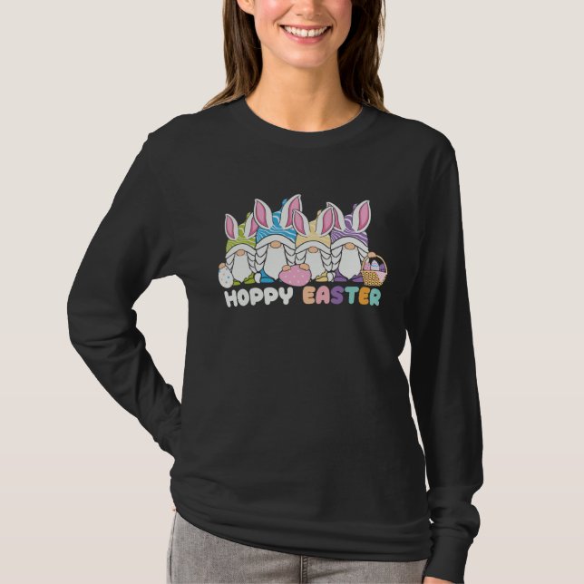 Happy Easter Bunny Rabbit Gnomes Easter Day Egg Hu T-Shirt (Front)
