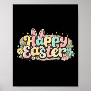 Happy Easter Bunny Rabbit Graphic Egg Spring Poster