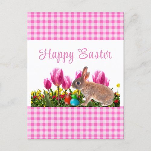 Happy Easter Bunny Rabbit Holiday Postcard