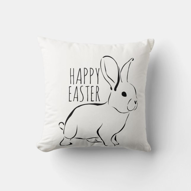 Happy Easter Bunny Rabbit Minimalist Pillow (Front)