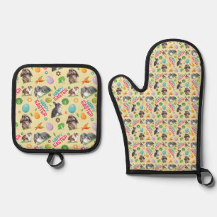 Happy Easter Bunny Rabbit Oven Mitt & Pot Holder Set