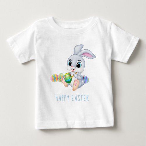 Happy Easter Bunny Rabbit Painting Eggs  Holidays Baby T_Shirt