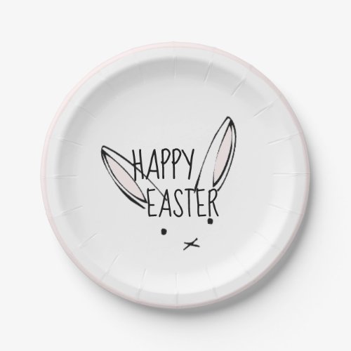 Happy Easter Bunny Rabbit Pink Border Party Plates