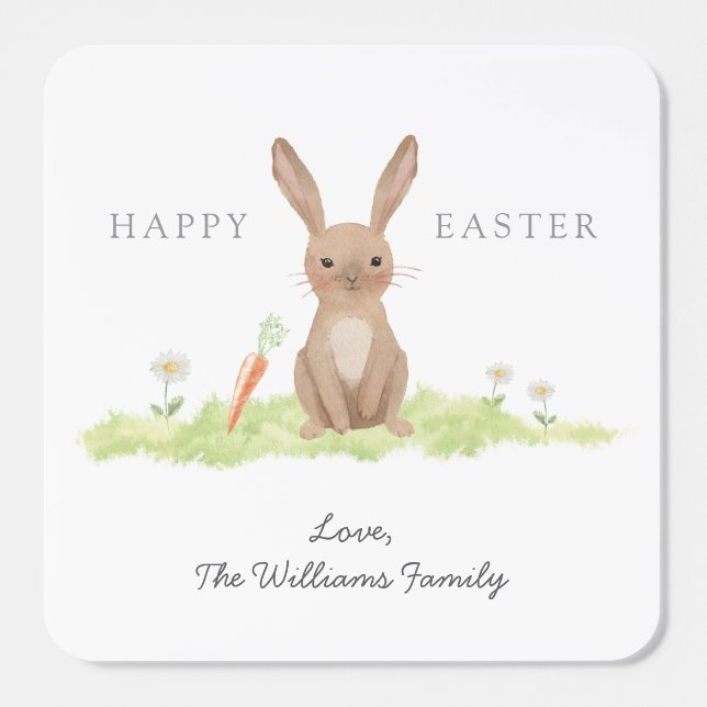 Happy Easter Bunny Rabbit  Square Sticker (Single)