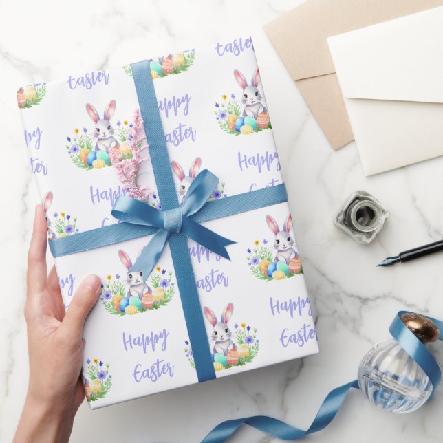 Happy Easter Bunny Rabbit Wrapping Paper (Gifting)