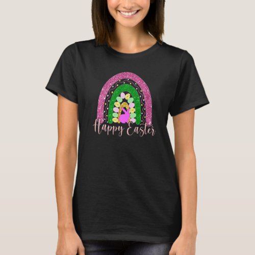 Happy Easter Bunny Rainbow Hippie Egg Hunt Cute Ra T_Shirt