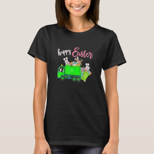 Happy Easter Bunny Riding Garbage Truck For Women T_Shirt