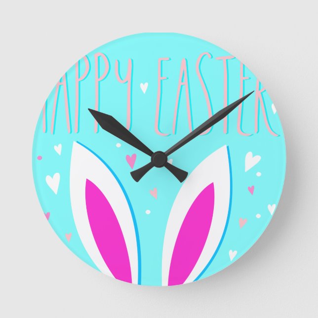 happy easter bunny round clock (Front)