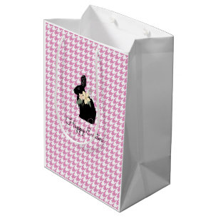 Happy Easter Bunny Silhouette Flowers Houndstooth Medium Gift Bag