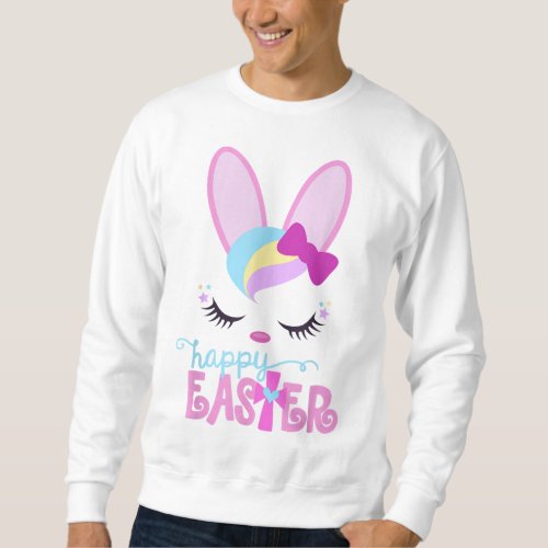 HAPPY EASTER Bunny Sleeping Face Christian Girls W Sweatshirt