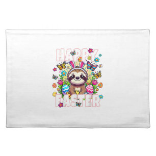 Happy Easter Bunny Sloth Easter Bunny Kids Adult F Cloth Placemat