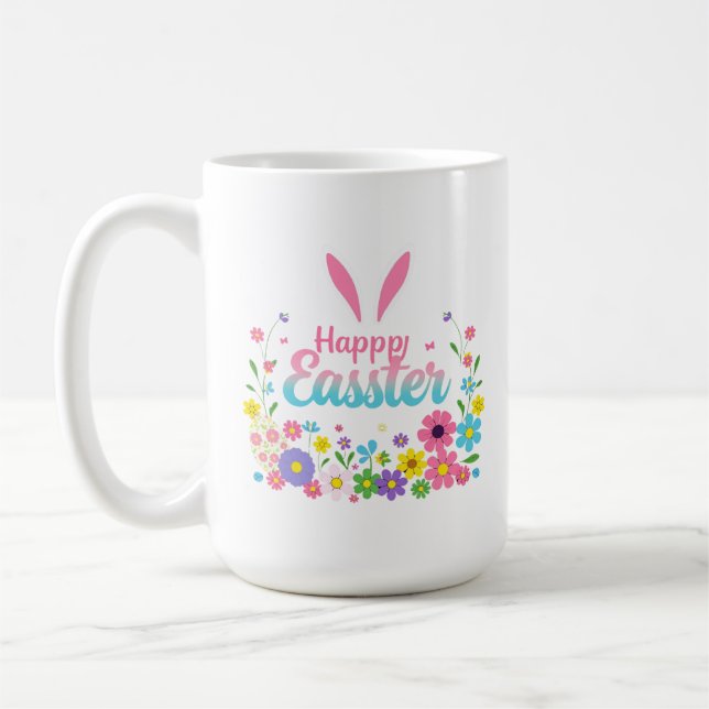 Happy Easter Bunny Spring Easter Egg Easter Coffee Mug (Left)