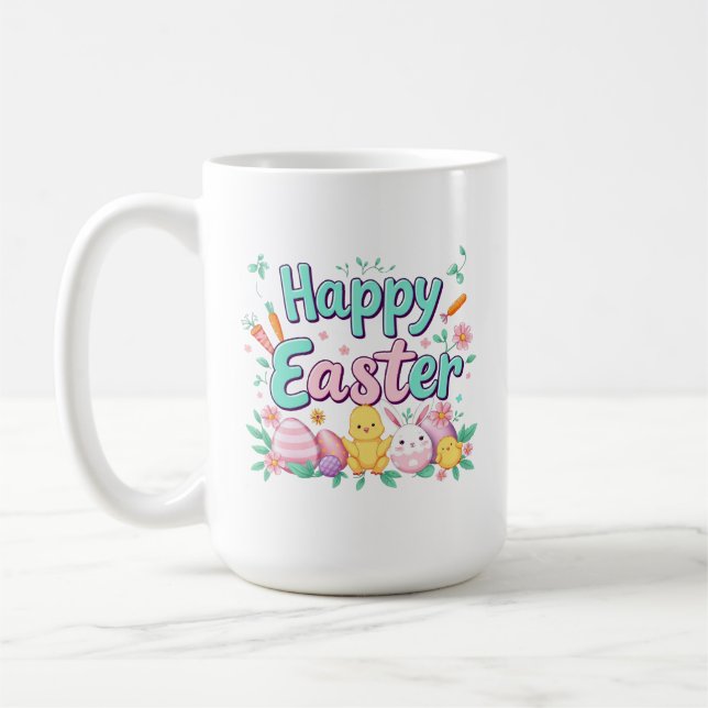 Happy Easter Bunny Spring Easter Egg Easter Coffee Mug (Left)
