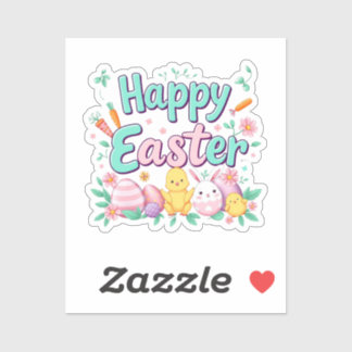 Happy Easter Bunny Spring Easter Egg Easter Sticker