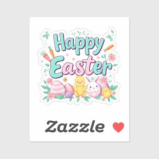 Happy Easter Bunny Spring Easter Egg Easter Sticker (Sheet)