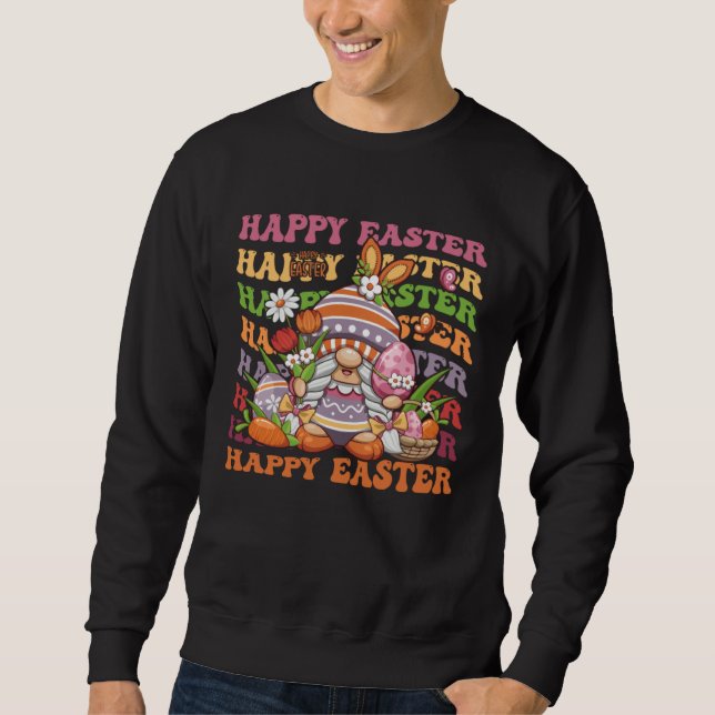 Happy Easter Bunny Spring Gnome  Easter Egg Huntin Sweatshirt (Front)