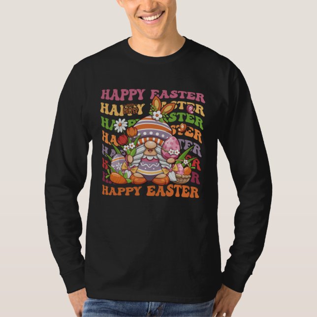Happy Easter Bunny Spring Gnome  Easter Egg Huntin T-Shirt (Front)
