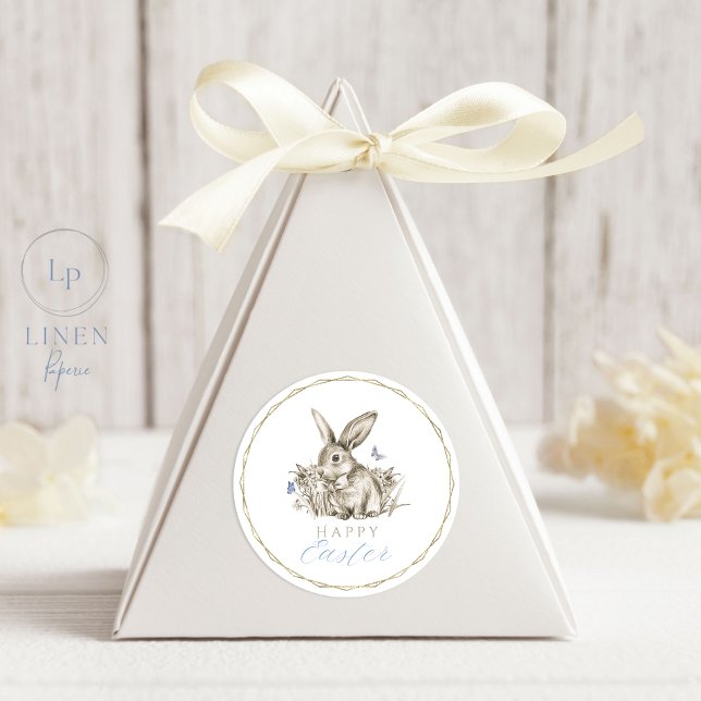 Happy Easter Bunny Sticker Gold Circle Frame (Creator Uploaded)