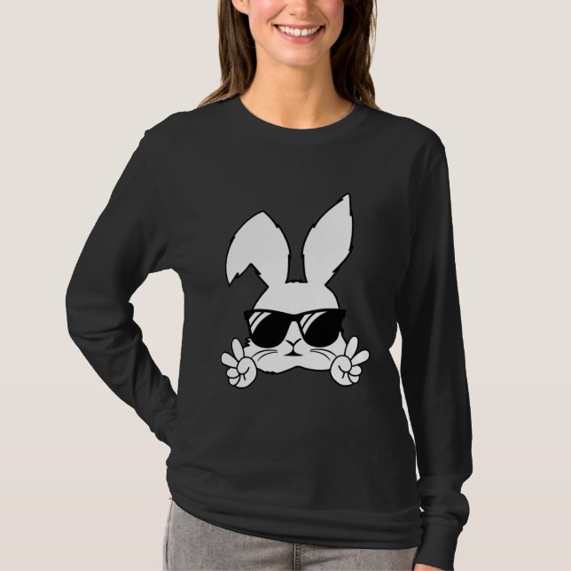 Happy Easter Bunny Sunglasses Rabbit Eggs Hunting T-Shirt (Front)